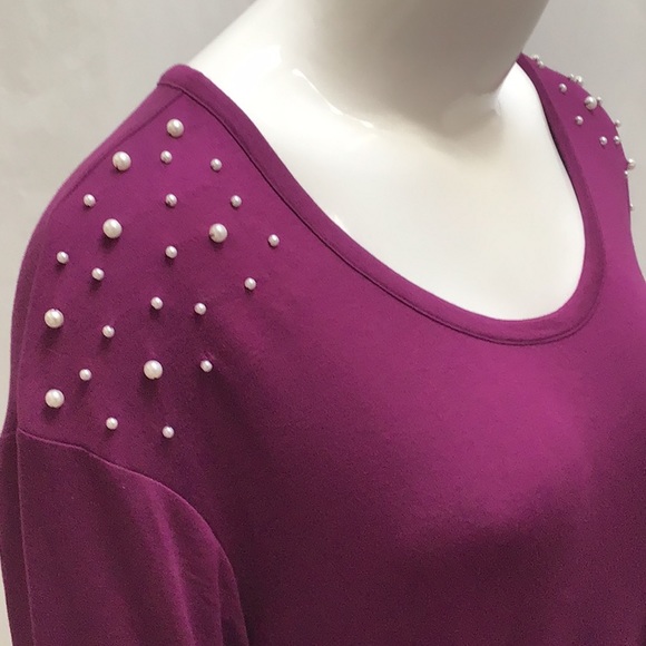 🆕NEW! Faux Pearl Shoulder French Terry Tee - Picture 9 of 14